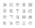 Set of Tattoo Studio Line Icons. Rubber Gloves, Vaseline, Ink Bottles and more.