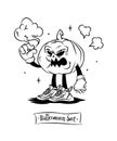 Set of tattoo vector characters for halloween. Beautiful illustrations with characters for t-shirts. Evil Pumpkin in