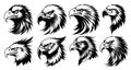 Set of tattoos or logos in the form of eagle heads