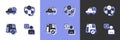 Set Taxi driver, Taximeter device, Location taxi car and call telephone service icon. Vector