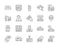 Set of Taxi Line Icons. Truck, Delivery, Cabbie, Taxicab, Id Card and more. Royalty Free Stock Photo