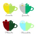 Set tea cups on white.