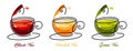 Set of tea drawn by a solid line on a white background. Royalty Free Stock Photo