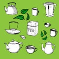 Set - tea, kettle, cup elements for design