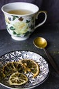 Set of tea, vintage silver spoons, various of tea and cup of tea