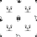 Set Teacher, Work for female and Gender equality on seamless pattern. Vector