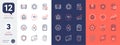 Set of Teamwork, Cyber attack and Checklist line icons. For design. Vector