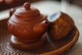 Set of teapot, chahe and bowl Royalty Free Stock Photo
