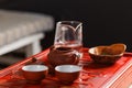 Set of teapot, chahe with tea and two bowls