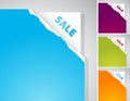 Set of teared papers with Sale sign. Royalty Free Stock Photo