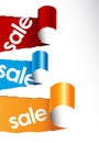 Set of teared papers with sale signs. Royalty Free Stock Photo