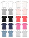 Set of technical sketch unisex t-shirt design template. Front and back Royalty Free Stock Photo