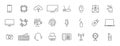 Set of 24 Technology and Electronics and Devices web icons in line style. Device, phone, laptop, communication, smartphone, Royalty Free Stock Photo
