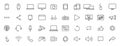 Set of 40 Technology and Electronics and Devices web icons in line style. Device, phone, laptop, communication, smartphone, Royalty Free Stock Photo