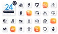 Set of Technology flat icons. Cardio training, Inventory report. Vector