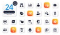 Set of Technology flat icons. Event click, Copyright laptop and Scroll down elements for web application. Vector