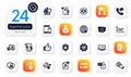 Set of Technology flat icons. Share call, Smile face and Search people elements for web application. For design. Vector