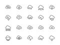 Set technology icon vector cloud computing connection. Big data global server. Line design symbol Royalty Free Stock Photo