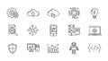 Set of technology icons for cloud computing, data analysis, and cybersecurity Royalty Free Stock Photo