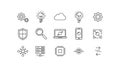 Set of Technology Icons Including Gears, Lightbulbs, Cloud, Devices, and Networking Symbols Royalty Free Stock Photo