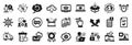 Set of Technology icons, such as Approved checklist, International globe, Engineering team. Vector