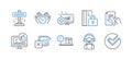 Set of Technology icons, such as Attraction, Support, Medical analytics. Vector