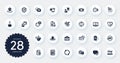 Set of Technology icons, such as Chemistry lab, Approved shield and Card flat icons. For website design. Vector