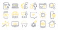 Set of Technology icons, such as Chemistry lab, Reject file, People chatting symbols. Vector