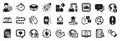 Set of Technology icons, such as Cloud computing, Rotation gesture, Video conference. Vector Royalty Free Stock Photo