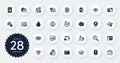 Set of Technology icons, such as Coffee vending, Cogwheel settings and Technical algorithm flat icons. Vector