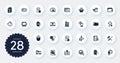 Set of Technology icons, such as Computer mouse, Shop app and Packing boxes flat icons. For website design. Vector