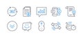 Set of Technology icons, such as Financial documents, Timer, Smartphone sms. Vector