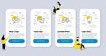 Set of Technology icons, such as Graph chart, Ranking stars, Call center. Vector