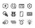 Set of Technology icons, such as Medical shield, Click here, Idea. Vector