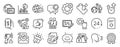 Set of Technology icons, such as Rate button, Security contract, Outsource work. Vector