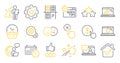 Set of Technology icons, such as Rating stars, Ranking stars, Graph laptop symbols. Vector