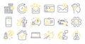 Set of Technology icons, such as Service, Id card, Chemistry lab symbols. Laptop, New mail, Love mail signs. Vector