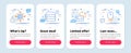 Set of Technology icons, such as Share mail, Logistics network, Servers symbols. Scroll down line icons. Vector