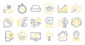 Set of Technology icons, such as Shopping cart, Certified refrigerator, Mini pc symbols. Vector Royalty Free Stock Photo