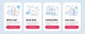 Set of Technology icons, such as Start business, Refrigerator, Scroll down symbols. Vector