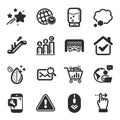Set of Technology icons, such as Time zone, Dirty water, Talk bubble symbols. Vector