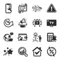 Set of Technology icons, such as Tv, Architectural plan, Airplane symbols. Vector