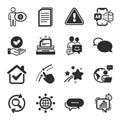 Set of Technology icons, such as Typewriter, Search, Messenger symbols. Vector