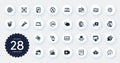 Set of Technology icons, such as Winner podium, Seo gear and World time flat icons. For website design. Vector Royalty Free Stock Photo