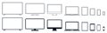 Set technology line devices icon: TV monitor, computer, laptop, tablet, smartphone, watch icons. Outline mockup electronics Royalty Free Stock Photo