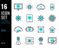 Set of technology line icons electronics related Royalty Free Stock Photo
