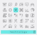 Set of technology line icons.