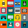 Set of technology and multimedia devices icons Royalty Free Stock Photo