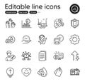 Set of Technology outline icons. Contains icons as Bitcoin system, Swipe up and Metro elements. For website. Vector