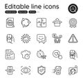 Set of Technology outline icons. Contains icons as Card, Augmented reality and Translation service elements. Vector